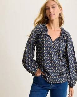 Tommy Bahama Diamond Cay Smocked Peasant Top Coastline Clearance