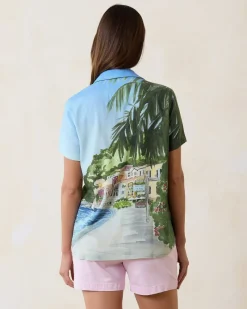 Tommy Bahama Disney Coastal Cruisin' Silk Camp Shirt Palace Blue Hot