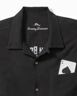 Tommy Bahama Drinking Doubles Silk Camp Shirt Black Hot