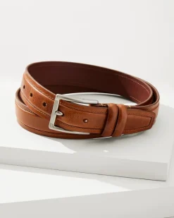 Tommy Bahama Drop Edge Stitch Belt Tan Hot