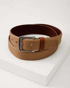 Tommy Bahama Embossed Nubuck Belt Khaki Outlet