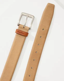 Tommy Bahama Embossed Nubuck Belt Khaki Outlet