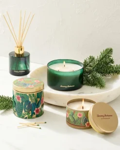 Tommy Bahama 10.6-oz. Floral Embossed Candle Tin Evergreen New