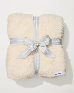 Tommy Bahama Faux Sable Knit Throw Ivory Hot