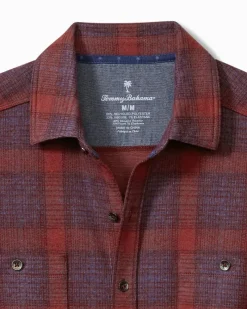 Tommy Bahama Fireside San Miguel Stretch Flannel Shirt Rhododendron Clearance