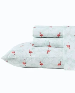 Tommy Bahama Flamingo Santa 4-Piece King Sheet Set Red/Green Online