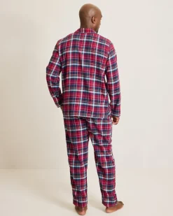 Tommy Bahama Flannel Long Sleeve & Pants Pajama Set Beet Red Sale
