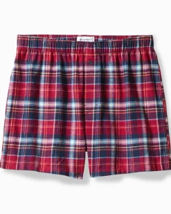 Tommy Bahama Flannel Plaid Boxers Beet Red Online