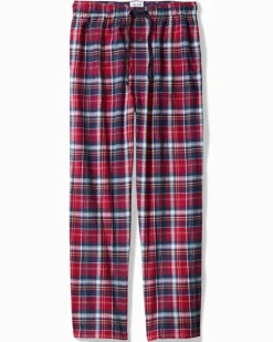 Tommy Bahama Flannel Plaid Pajama Pants Beet Red Hot
