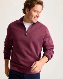 Tommy Bahama Flip Coast Reversible Half-Zip Sweatshirt Rum Berry Heather Hot