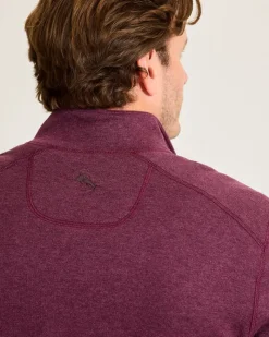Tommy Bahama Flip Coast Reversible Half-Zip Sweatshirt Rum Berry Heather Hot