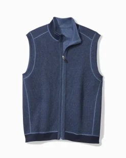 Tommy Bahama Flip Coast Reversible Vest Blue Note Heather Clearance