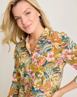 Tommy Bahama Flora Amora Long-Sleeve Silk Shirt Greek Olive