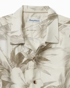Tommy Bahama Flora Oasis IslandZone® Camp Shirt Pure Khaki Outlet