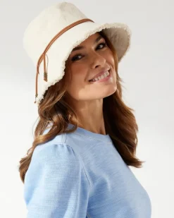 Tommy Bahama Fringed Bucket Hat Natural New