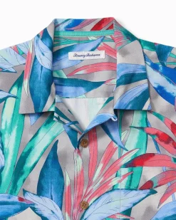 Tommy Bahama Frond Fest IslandZone® Camp Shirt Grey Thunder Sale