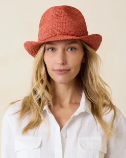 Tommy Bahama Gigi Crochet Raffia Hat Hibiscus Discount