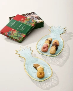 Tommy Bahama Glass Pineapple Trays — Set of 2 Clear Discount