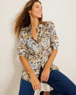 Tommy Bahama Grand Canal Long-Sleeve Silk Shirt Black Sale