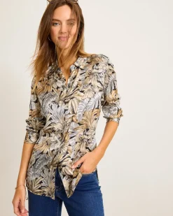 Tommy Bahama Grand Canal Long-Sleeve Silk Shirt Black Sale