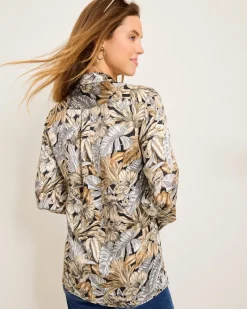 Tommy Bahama Grand Canal Long-Sleeve Silk Shirt Black Sale