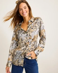 Tommy Bahama Grand Canal Long-Sleeve Silk Shirt Black Sale