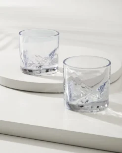 Tommy Bahama Grand Canyon Whiskey Glasses—Set of 2 Clear New