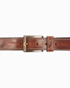 Tommy Bahama Heavy Stitch Leather Belt Brown Outlet