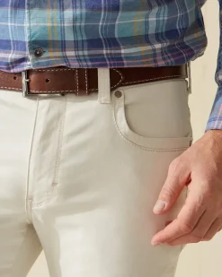 Tommy Bahama Heavy Stitch Leather Belt Brown Outlet