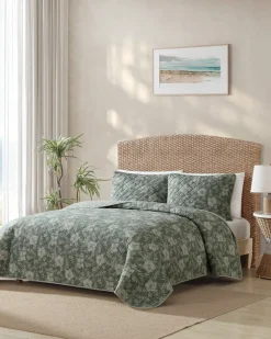 Tommy Bahama Hibiscus Reversible 3-Piece King Quilt Set Jungle New
