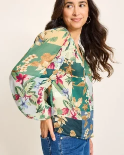 Tommy Bahama Hightide Flora Pintuck Blouse Bonsai Outlet