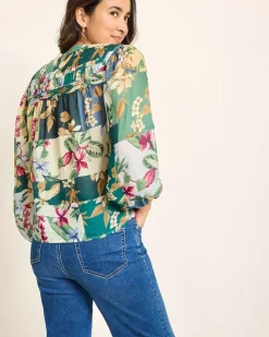 Tommy Bahama Hightide Flora Pintuck Blouse Bonsai Outlet