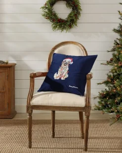 Tommy Bahama Holiday Retriever Velvet Decorative Pillow Navy Best