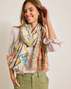 Tommy Bahama Hypnotic Garden Double Face Scarf Cream Online