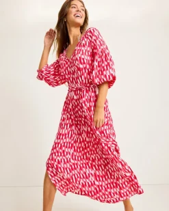 Tommy Bahama Ikat Stripe Midi Coverup Dress Red Hibiscus Online