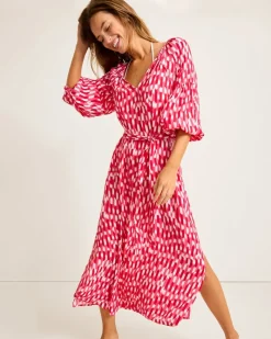 Tommy Bahama Ikat Stripe Midi Coverup Dress Red Hibiscus Online