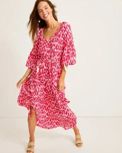 Tommy Bahama Ikat Stripe Midi Coverup Dress Red Hibiscus Online