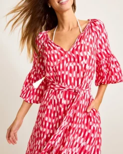 Tommy Bahama Ikat Stripe Midi Coverup Dress Red Hibiscus Online