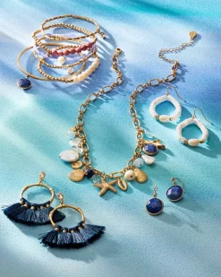 Tommy Bahama Indigo Bay Bamboo Tassel Earrings Navy Clearance