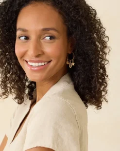 Tommy Bahama Indigo Bay Sealife Charm Hoop Earrings Gold Outlet