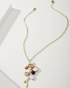 Tommy Bahama Indigo Bay Semiprecious Stone & Pearl Charm Necklace Gold Multi Sale