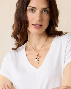 Tommy Bahama Indigo Bay Semiprecious Stone & Pearl Charm Necklace Gold Multi Sale