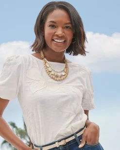 Tommy Bahama Indigo Shore Mother of Pearl Shell Statement Necklace Gold Best