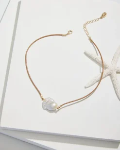 Tommy Bahama Indigo Shore Pearl Corded Pendant Necklace Gold Best