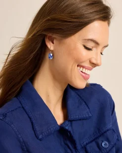 Tommy Bahama Indigo Shore Semi-Precious Stone Drop Earrings Gold New