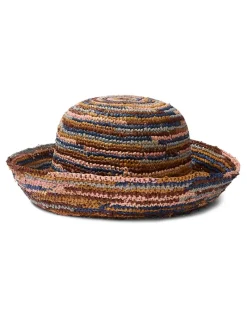 Tommy Bahama Iris Raffia Bucket Hat Mixed Brown New