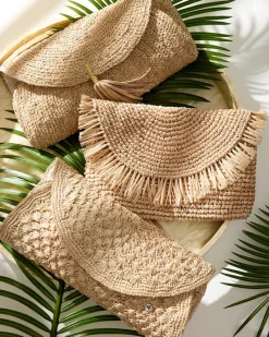 Tommy Bahama Islamora Lux Crocheted Raffia Clutch Natural