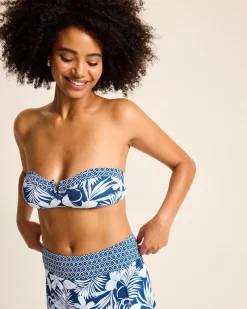 Tommy Bahama Island Cays Blooms Bandeau Bikini Top Indigo Tide Hot