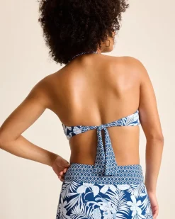 Tommy Bahama Island Cays Blooms Bandeau Bikini Top Indigo Tide Hot
