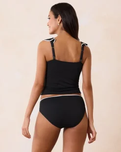 Tommy Bahama Island Cays Cabana Ruffle Tankini Top Black Hot